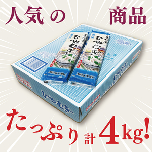 【麺のスナオシ】手打風ひやむぎ１箱　4kg（200ｇ×20袋）（乾麺）【冷や麦 麺 長期保存 保存食 防災 人気 大容量 水戸市 茨城県】（BY-11）