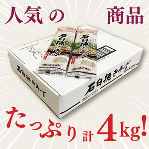 【麺のスナオシ】石臼挽きそば１箱　4kg（200ｇ×20袋）（乾麺）【蕎麦 麺 長期保存 保存食 防災 人気 大容量 水戸市 茨城県】（BY-19）