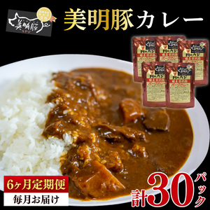 【6ヶ月定期便】【美明豚】カレー5パック  豚肉　ブランド豚 茨城県 水戸市 レトルト 食品 国産 老舗精肉店（EK-73_2）