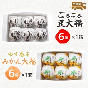 ごろごろ豆大福 ゆず香るみかん大福 各6個入り【豆大福 フルーツ 大福 餅 スイーツ あんこ みかん ゆず おやつ 手土産 メディア掲載 お取り寄せ ギフト グルメ 贈答 冷凍 亀印製菓 茨城県 水戸市】(MP-12)