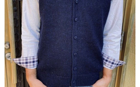 ふるさと納税 AL-7　メンズベストVネック　黒・紺MIX　(アルパカ100％) 茨城県水戸市 ベスト ダウンの通販