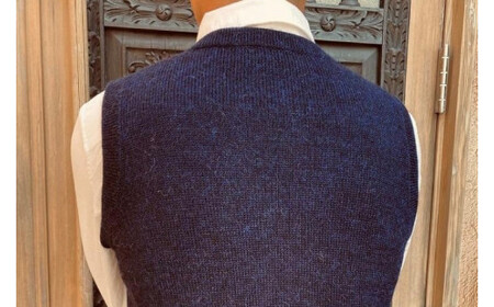 ふるさと納税 AL-7　メンズベストVネック　黒・紺MIX　(アルパカ100％) 茨城県水戸市 ベスト ダウンの通販