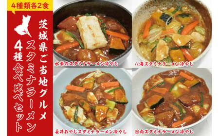 【日時指定必須】スタミナラーメン４種食べ比べセット（長井おやじ、水車、八海、日向各２食＋餅２個）【ラーメン 麺 スタミナ 冷やし 食べ比べ ラーメン ご当地ラーメン ご当地グルメ 茨城県 水戸市】（FF-12）