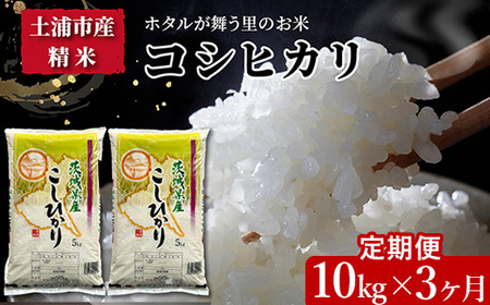 【定期便 3ヶ月】令和7年産　土浦市産コシヒカリ　精米10kg　ホタルが舞う里のお米 ※離島への配送不可 ※2025年9月中旬頃より順次発送予定