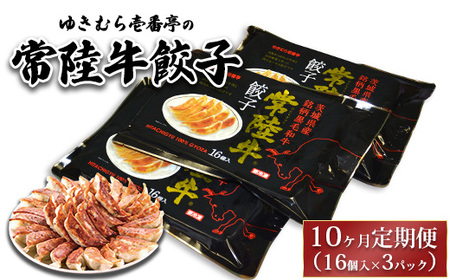【10ヶ月定期便】ゆきむら壱番亭の常陸牛餃子3パック(48個入り) ※離島への配送不可