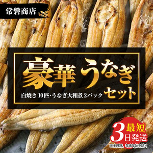 豪華 国産うなぎセット（うなぎの白焼き10匹・うなぎ大和煮2パック）【最短3日発送】 ※沖縄・離島への配送不可