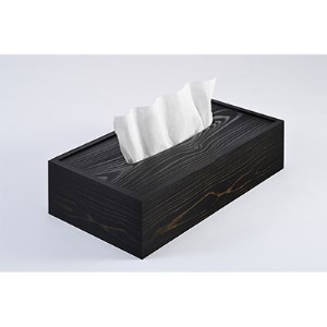 「くろ常」ブランド:拭き漆仕上げの黒いティッシュボックス(小)※離島への配送不可
