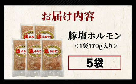 【久上 工藤商店】味付け豚ホルモン(塩)170g 5袋セット