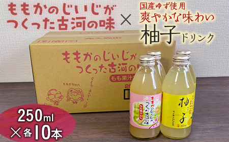 【飲み比べ】ももかのじいじがつくった古河の味×国産ゆず使用爽やかな味わい柚子ドリンク　250ml×各10本入 ※着日指定不可_EG03