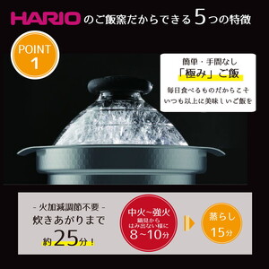HARIO フタがガラスのIH対応ご飯釜 雪平 1～3合［GIS-200］｜ハリオ