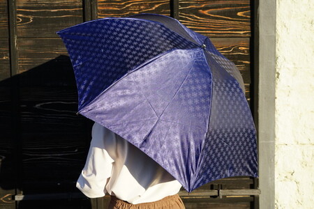 雪華模様の折り畳み傘（サイズ60cm）カラー：ネイビー_BL16◇