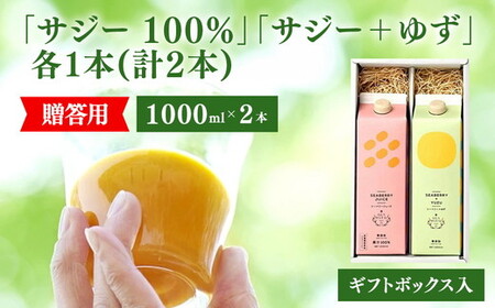 サジージュース 100%と+ゆず 1000ml×各1本セット（計2本）［ギフト用］ _DX13