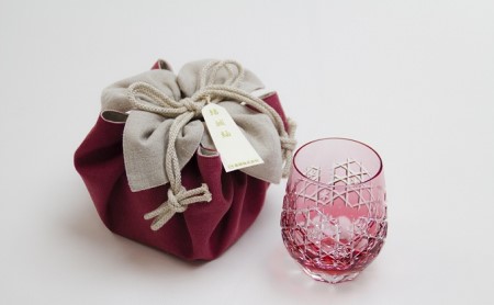 カガミクリスタル製グラスと奥順結城紬の巾着袋セット オンライン限定 茨城県結城市 ふるさと納税サイト ふるなび