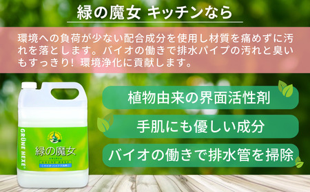 食器洗剤  緑の魔女 キッチン 5L | 食器用洗剤 食器洗剤 台所洗剤 食器用 洗剤 食器用洗剤 食器洗剤 台所洗剤 食器 洗剤  パイプクリーナー 食器洗剤 大容量 植物由来 天然由来  