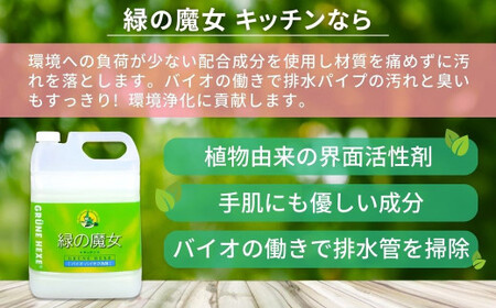 食器洗剤 緑の魔女 キッチン 15L (5L×3本) | 台所洗剤 食器 キッチン