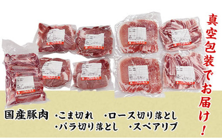 国産豚肉お楽しみ4種セット3kg（小分け真空包装）【下妻工場直送】【 国産 豚肉 豚肉 小分け 豚肉 セット 豚肉 人気 豚肉 4種 】