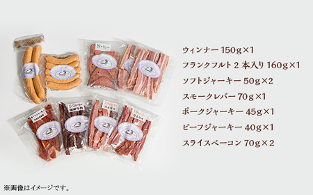 【 筑紫畜産農協 】人気 詰め合わせ 7種 食べ比べ セット ( ウインナー ソーセージ ベーコン ジャーキー フランクフルト スモークレバー )  国産 豚肉 和牛