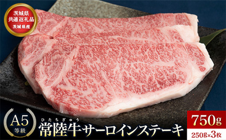 【茨城県共通返礼品】茨城県産 常陸牛A5等級 サーロインステーキ 750g(250g×3枚) あらぎりわさび付 | 牛肉 肉 A5 サーロイン さーろいん ステーキ すてーき 焼肉 バーベキュー BBQ パーティー 食卓 牛 柔らかい お祝い ジューシー 茨城県