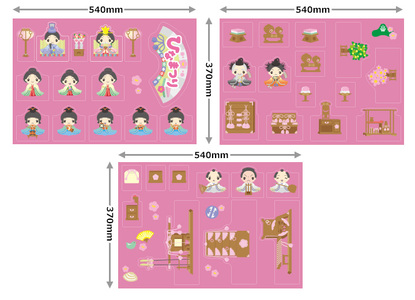 ひなまつりデコマグ【ファンシーデザインLセット】マグネットシート製