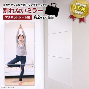 お風呂でも使える！【割れないミラー A2サイズ3枚セット／手提げ袋付き】