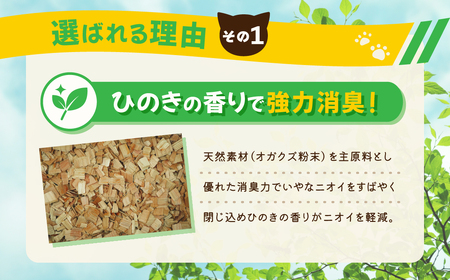 【6か月定期便】【木製 大粒】猫用 トイレ砂 6L ひのきの香り 固まる 燃やせる 流せる 天然素材 猫 猫砂