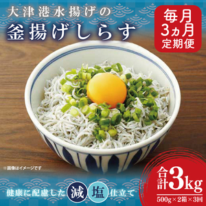 大津港水揚げの釜揚げしらす＜3ヶ月定期便＞＜毎月＞　1kg×3回【海鮮 魚介類 しらす シラス ご飯のお供 たっぷり お手頃 個包装】(AS211)