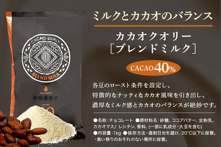 カカオクオリー ブレンド ミルク カカオ40% 1kg チョコレート HS-003