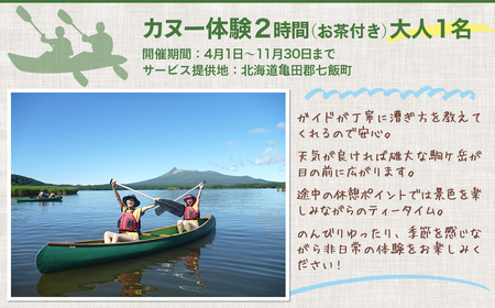 カヌー体験２時間（お茶付き）大人 【 ふるさと納税 人気 おすすめ ランキング カヌー体験 カヌー かぬー 非日常 大沼 北海道 七飯町 送料無料 】 NABB001
