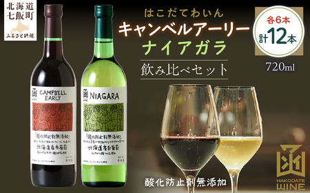 酸化防止剤無添加ワイン　飲み比べセット　12本（キャンベルアーリー6本・ナイアガラ6本） NAX036