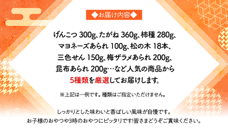 【熨斗付き】 《あれこれ 煎餅 シリーズ》 おすすめ アラカルト 5袋 【レギュラー】