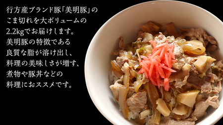 【 全3回 隔月 定期便 】美明豚 こま切れ 約2.2kg (茨城県共通返礼品:行方市)