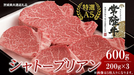 【常陸牛特選A5】シャトーブリアン 200g×3枚 (600g) ( 茨城県共通返礼品 )