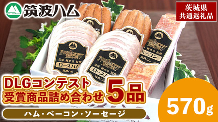 筑波ハム DLGコンテスト受賞商品 詰め合わせ ロースハムスライス ベーコン ウィンナー 合計570g ( 茨城県共通返礼品 )