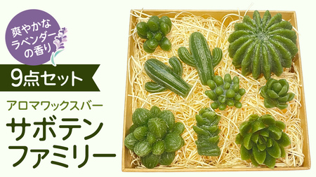 アロマワックスバー サボテンファミリー 9点セット ( ラベンダー / 緑色 )
