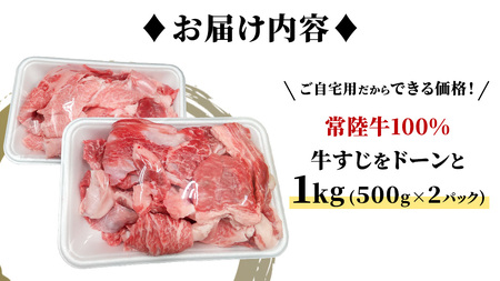 【常陸牛100%】ご自宅用 牛すじ 1kg (500g×2) ( 茨城県共通返礼品 )