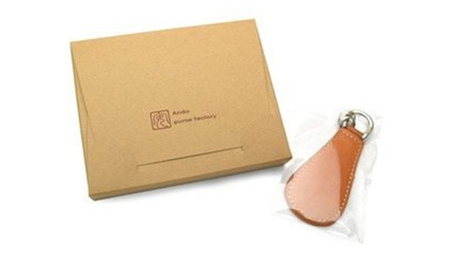 【サイフ工房ANDOU】L型ファスナー小銭入れ＆キーホルダーのセット（キャメル）