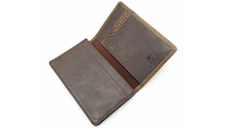 【サイフ工房ANDOU】牛革メッシュ型押し名刺入れ（チョコ）