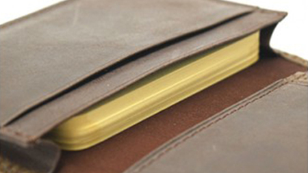 【サイフ工房ANDOU】牛革メッシュ型押し名刺入れ（チョコ）