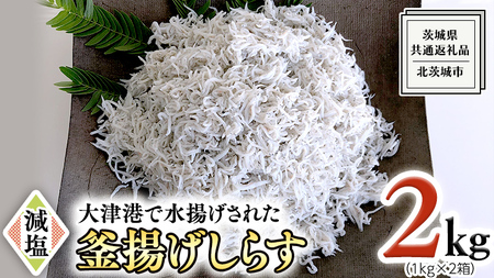 大津港水揚げの 釜揚げしらす 2kg ( 1kg × 2箱 ) （茨城県共通返礼品：北茨城市）