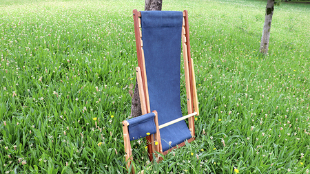 《 受注生産 》布製 デッキ チェア 1脚 (ネイビー)【 フットレスト 付き 】