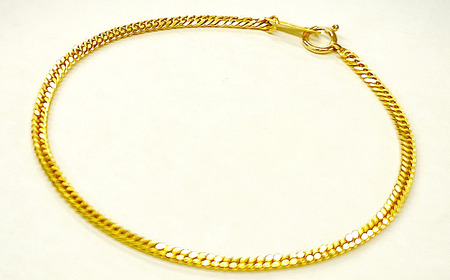 純金 【造幣局検定刻印入り】 純金 六面カットW喜平ブレスレット4g 18cm