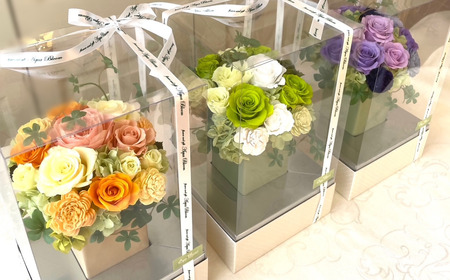 トールボックス・オレンジ(プリザーブドフラワー) │ バラ