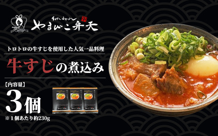 やまびこ弁天の大人気一品料理「牛すじの煮込み」3個セット | 牛すじ 冷凍