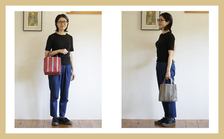 トートバッグ ごきげん・トートS (オレンジ×ベージュ)バッグ