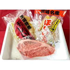 丸徳詰め合わせ～ほしいも紅はるか・常陸牛ステーキ～_野菜 さつまいも いも サツマイモ 薩摩芋  肉 常陸牛 牛肉 うし ビーフ_【配送不可地域：離島】【1479686】