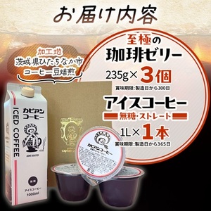 カピアンコーヒー　至極の珈琲ゼリー＆アイスコーヒーセット(ゼリー3個＆アイスコーヒー1L)_菓子・スイーツ ゼリー    飲料・ドリンク 飲料 コーヒー・コーヒー豆 _【1563983】