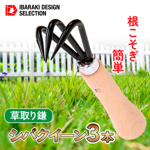 シバクイーン(芝生用の草取り鎌) 3本セット_雑貨   _【1578891】
