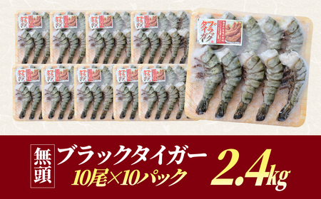 魚兵水産こだわりのブラックタイガー海老　 10尾10パック(計2400g程度)_大ぶり エビ 海鮮  小分け_【配送不可地域：離島】【1215915】
