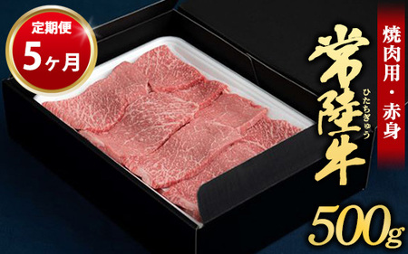 【定期便 5ヶ月】常陸牛焼肉用（赤身）500g
