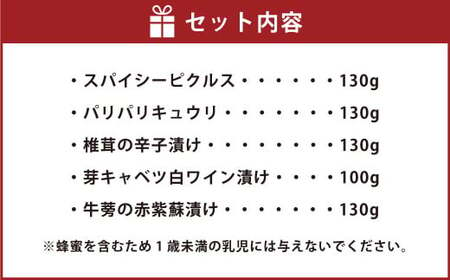 なごみやお試しセット 5種 合計620g セット ピクルス きゅうり 椎茸 芽キャベツ 牛蒡 ゴボウ 漬物 漬け物 詰合せ 詰め合わせ 野菜 野菜漬け 茨城県 守谷市 送料無料